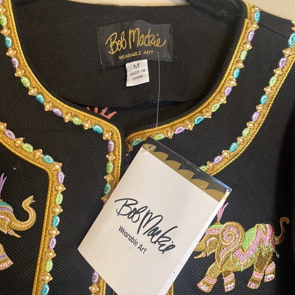 NWT Bob Mackie Wearable Art M Japanese Inspired Embroidered Elephant Jacket - Picture 4 of 7